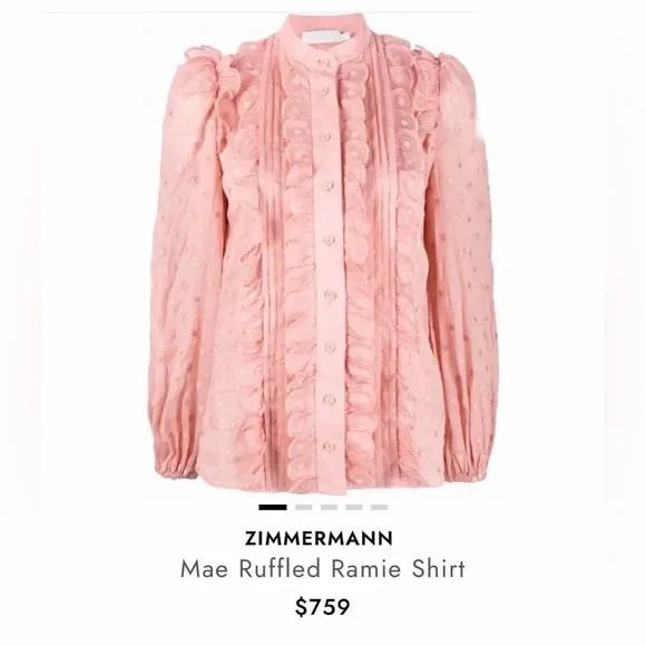Zimmermann Mae Ruffled Ramie Shirt co NWT AUS 0=US 4 - Picture 3 of 14